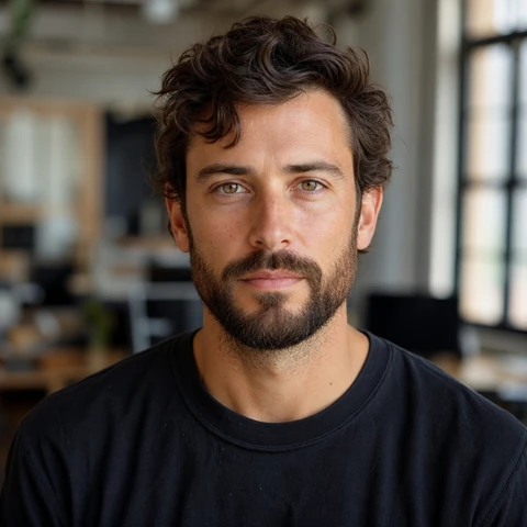 AI 생성 이미지 — Jordan Hale 작가 초상