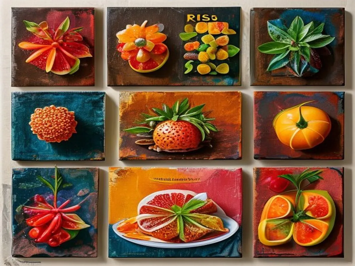 AI 생성 이미지 — Risograph Food Icons