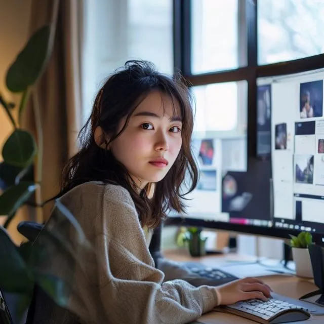 AI 생성 이미지 — 佐藤 葵 작가 초상